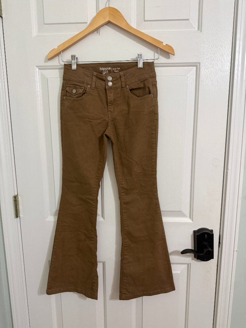 Hippie Girl Girls 12 Brown Mid Rise Flare Jeans Y2K Boho